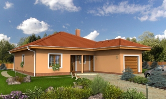 Proyecto de casa con un solo garaje y un tejado a cuatro aguas. Se puede omitir el garaje en la casa.